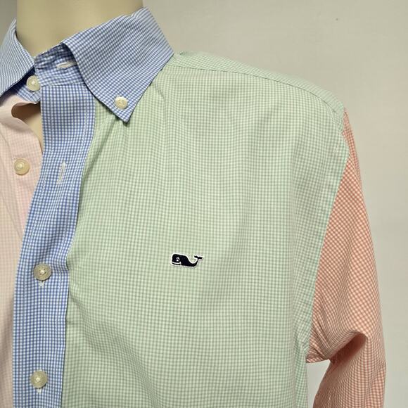 Vineyard Vines Shirt Mens Small Whale Colorblock Pastel Long Sleeve Prep School - Picture 2 of 8